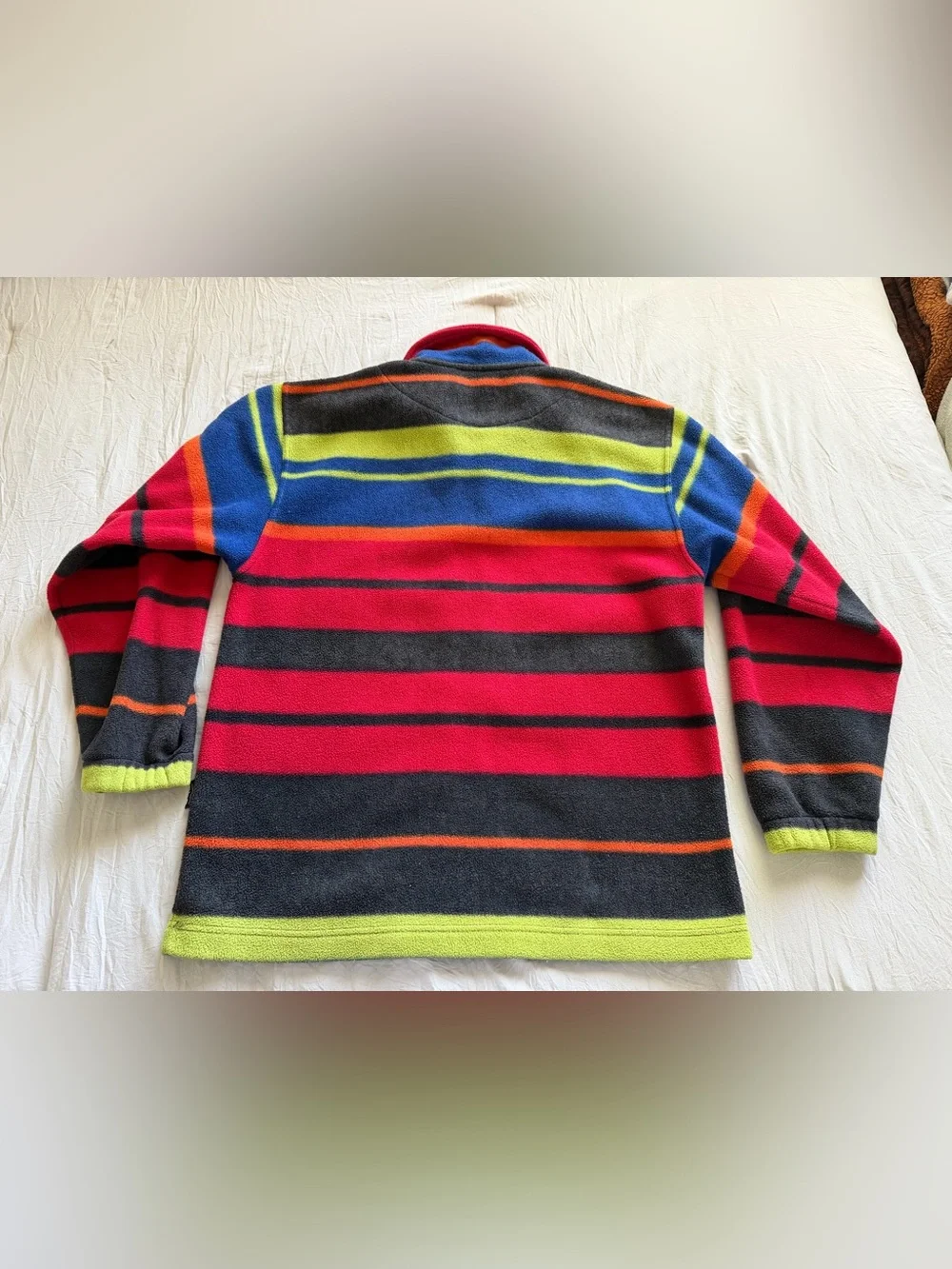 Dolce & Gabbana Striped Zip-Up Sweater in Red, Black &‎ Lime